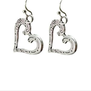 Western bohemian Silver heart valentine's day earrings